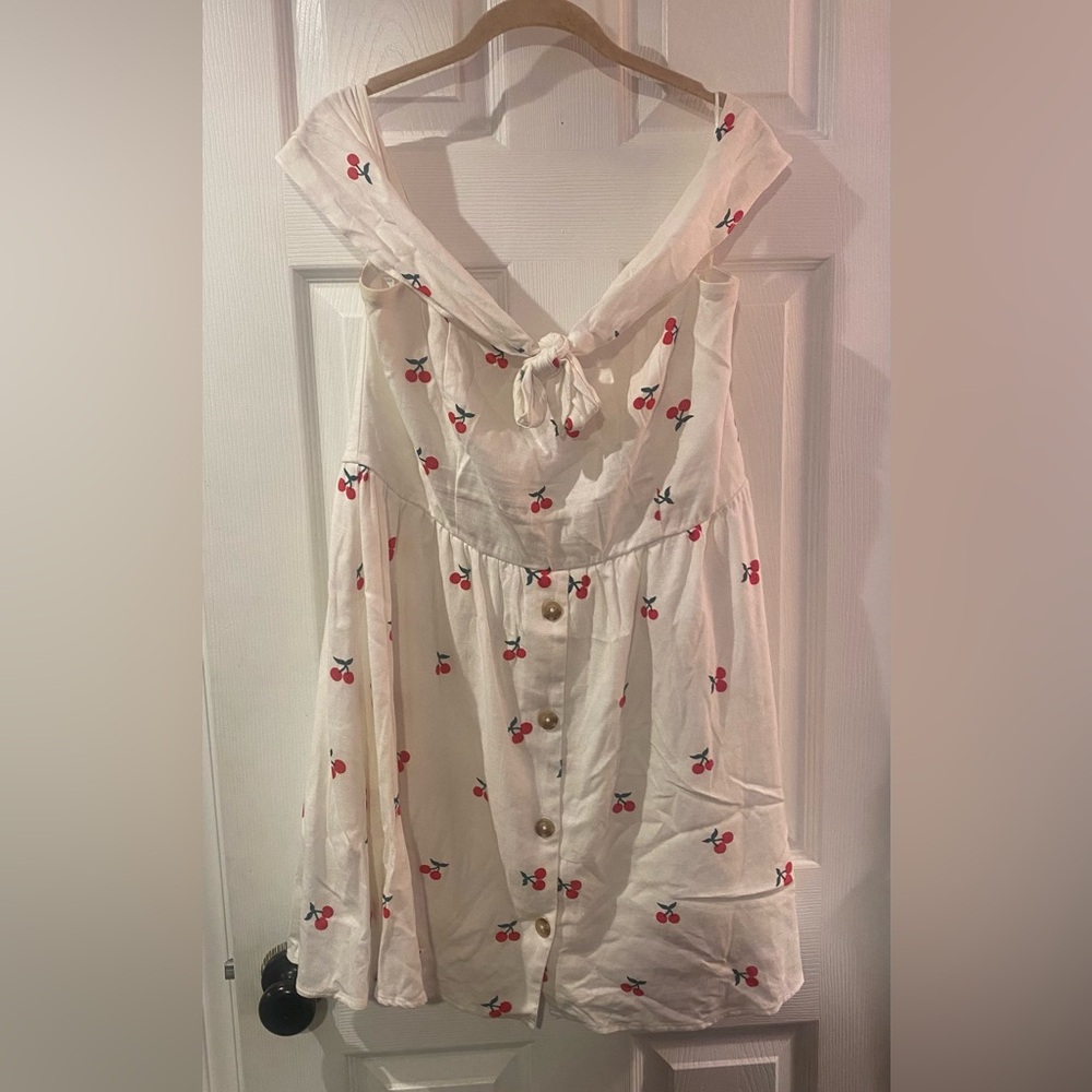 Off-the-Shoulder Cherry Sailor Dress